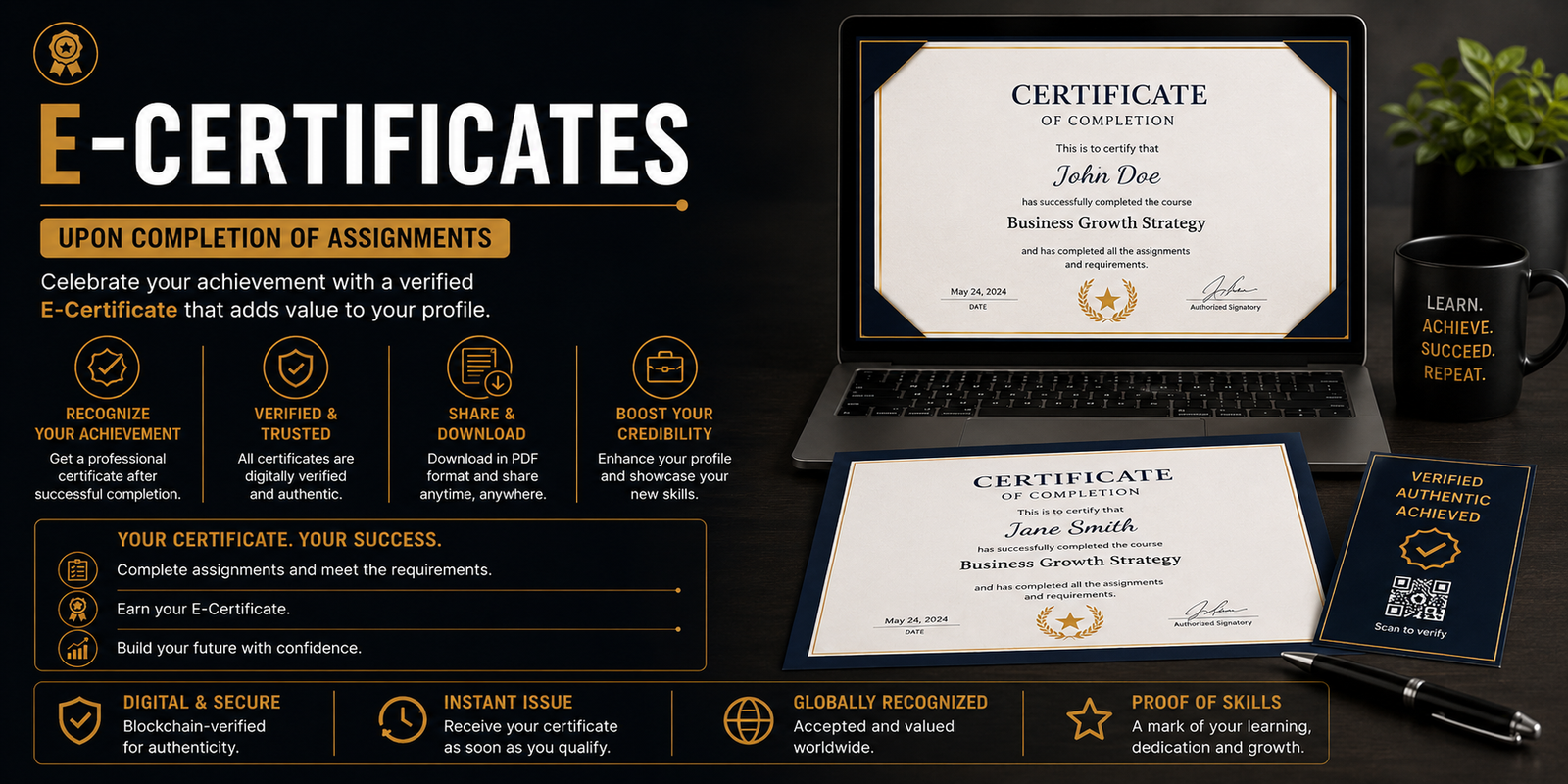 Certificate document with premium seal