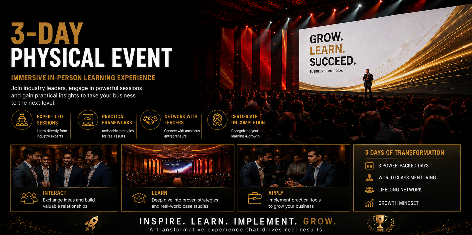 Group of professionals at a live business training event
